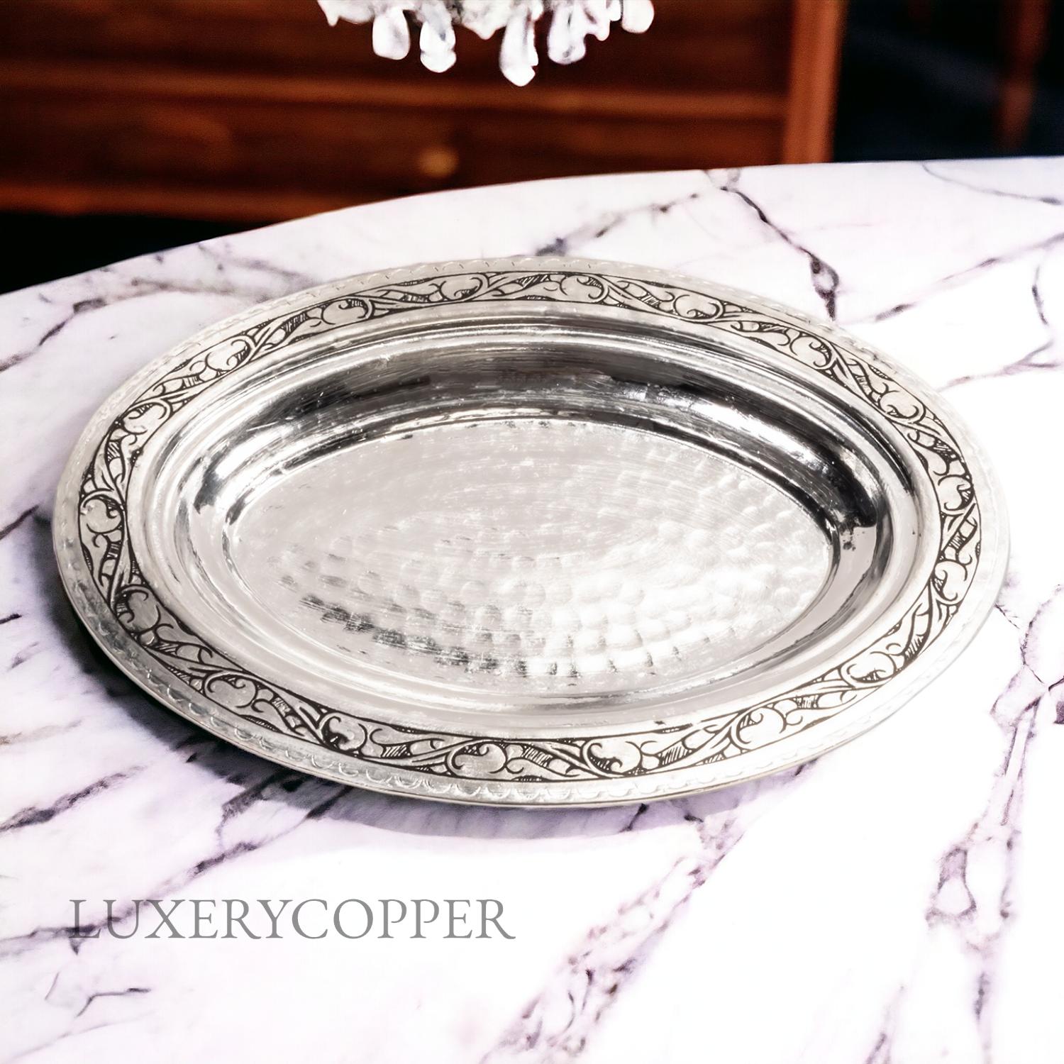 

Медная тарелка с ручной вышивкой «Лодка»