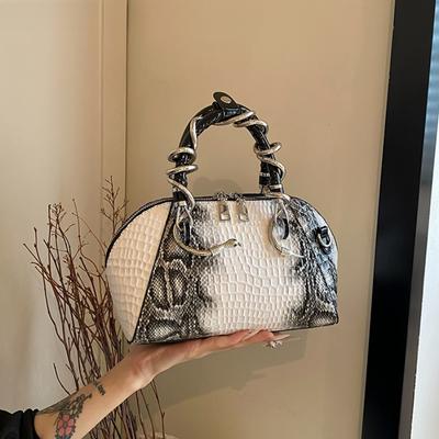 Designer Luxury Bags for Women Crocodile Pattern Top-handle Shell Bag with Snake Hardware Wild Shoulder Crossbody Handbags