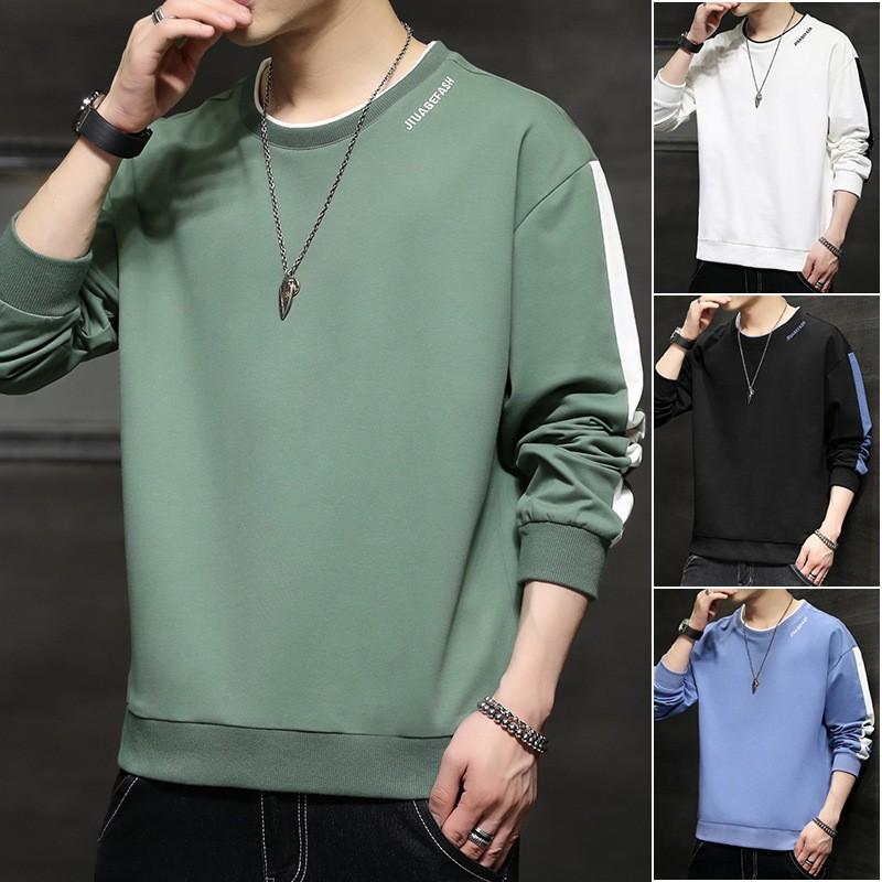 Men's Sweatshirt Spring New Youth Hong Kong Style Casual Loose Round Neck Long Sleeve Versatile T-shirt Bottoming Shirt