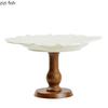 Vintage Simplicity Ceramic Fruit Plate Creative Wood High Foot Snack Plate Afternoon Tea Cake Display Plate Household Products