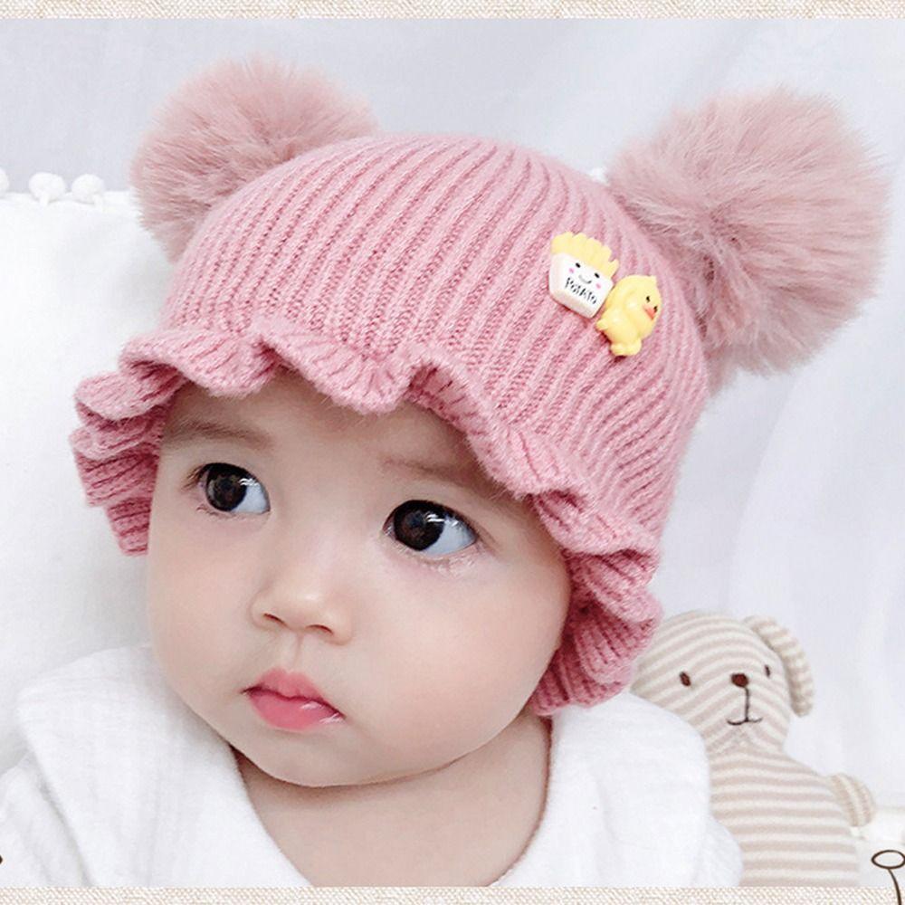 

Knitted Beanie Cap Cute Pullover Hat Fashion Warm Hat for Baby вина червоного кольору