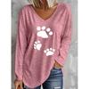 Women's V-neck Long-sleeved T-shirt Casual Fashion