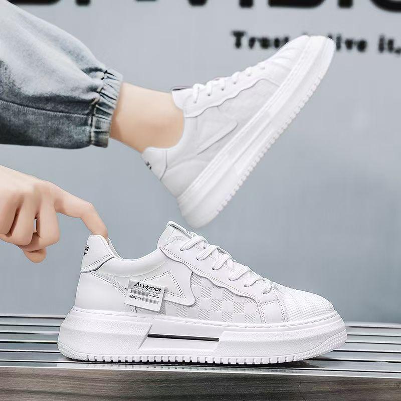 Shell-toe White Shoes Men's Inner Height Enhancement Spring New Style Fashionable Sports and Casual Trendy Shoes Versatile Thick-soled Shoes