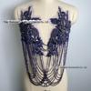 Handmade Beaded Tassel Wedding Dress Shoulder Ornaments with Crystal Diamond Lace Applique