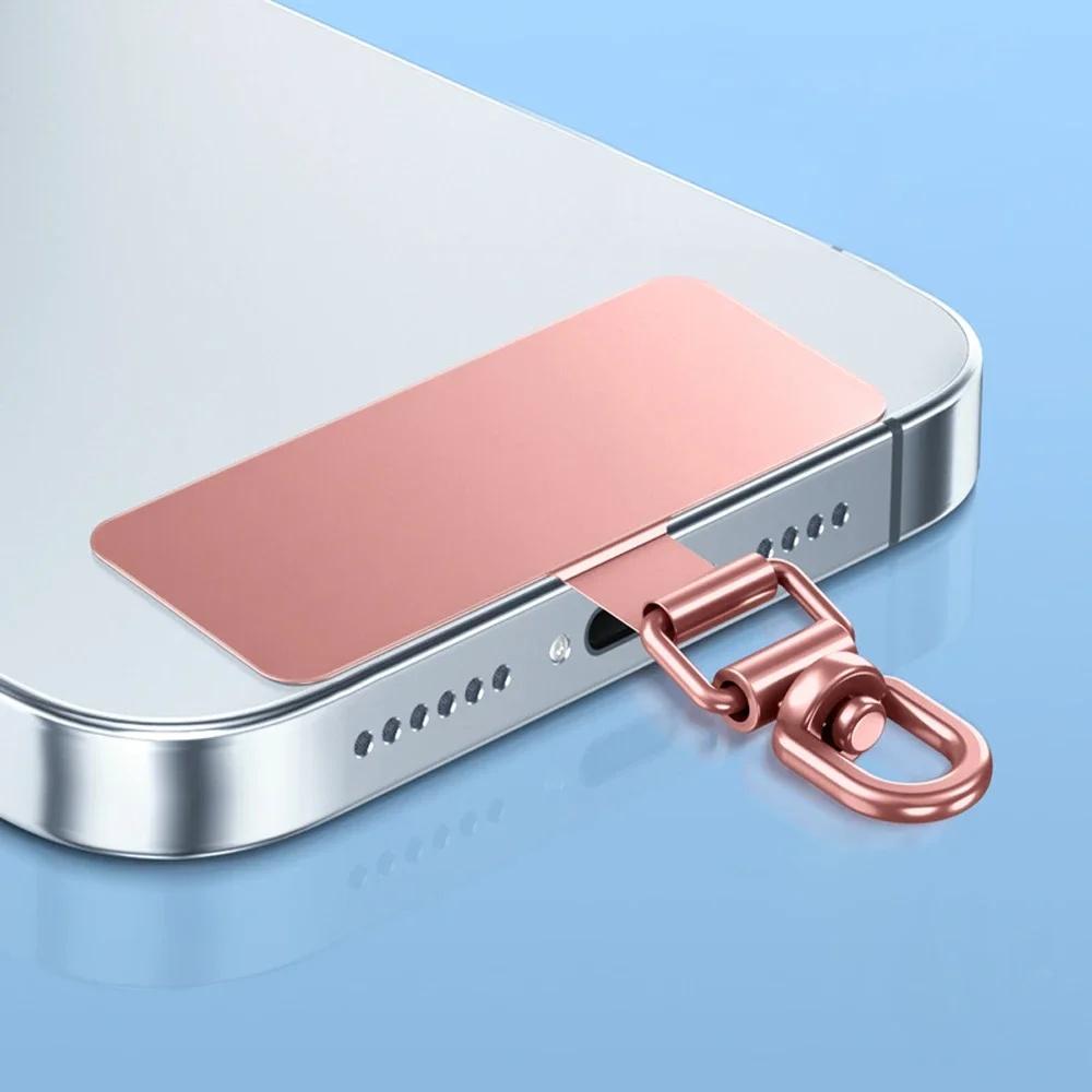 Universal 360 Degree Rotatable Stainless Steel Phone Lanyard Patch Anti-lost Metal Gasket For Cellphone Case Strap Parts Pad