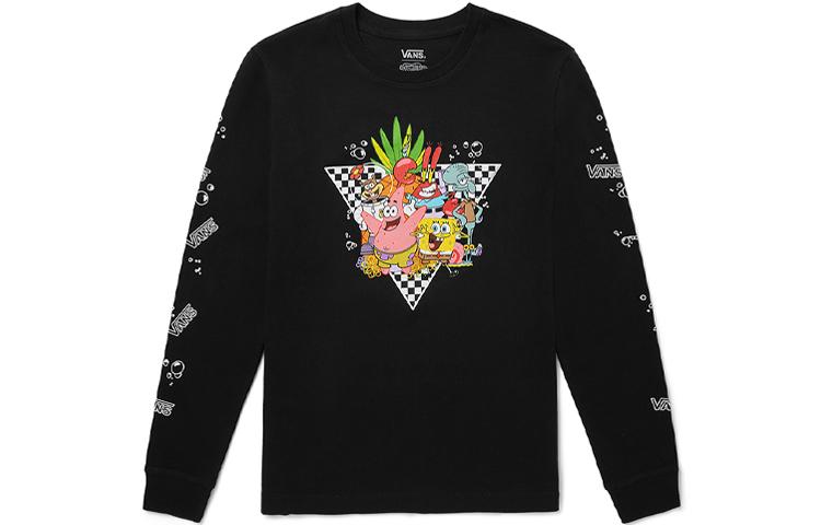 Vans X SPONGEBOB SQUAREPANTS Vans X SPONGEBOB T Shirts Women s Black Crew Neck Moderate Straight Fit VN0A5I3FYZS XS