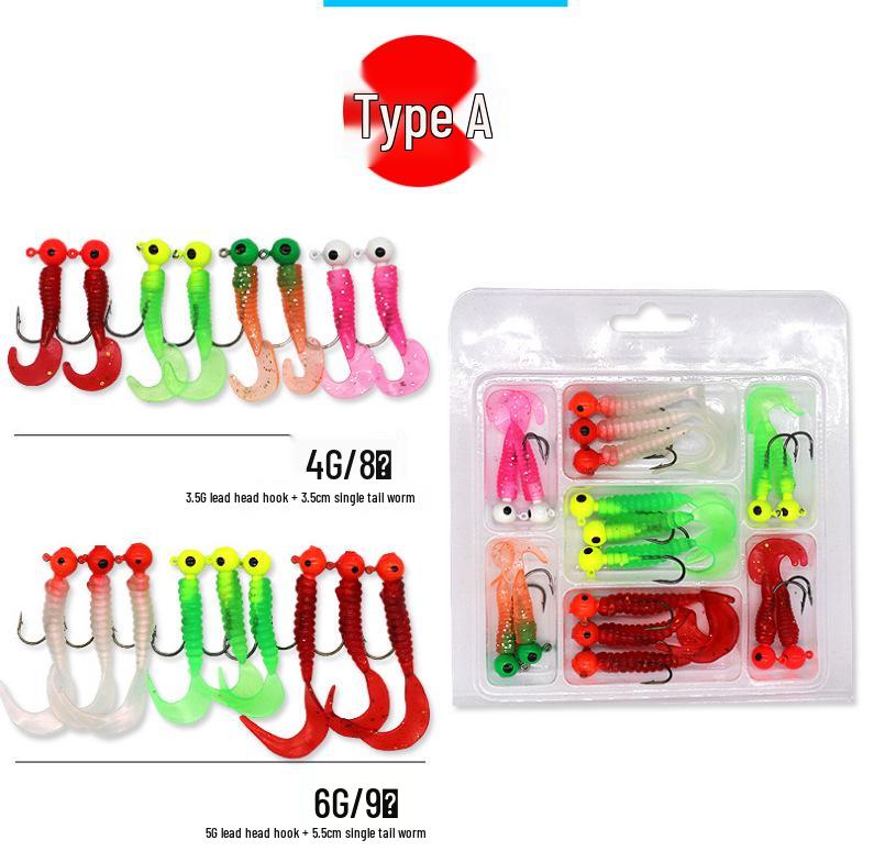 Lure Spinner & Soft Bait Thunder Frog Minnow Hook Combo Set In Box