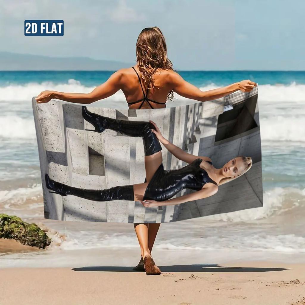 Sexy Women Fashion Print Beach Towel, Quick Dry Microfiber Lightweight Absorbent Towel for Swimming Camping Vacation