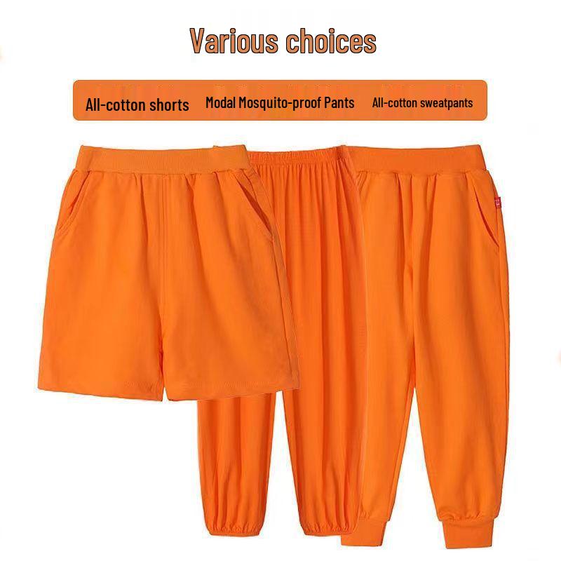 

Kids Orange Mosquito-Proof Sweat Shorts for Boys & Girls 100 cm