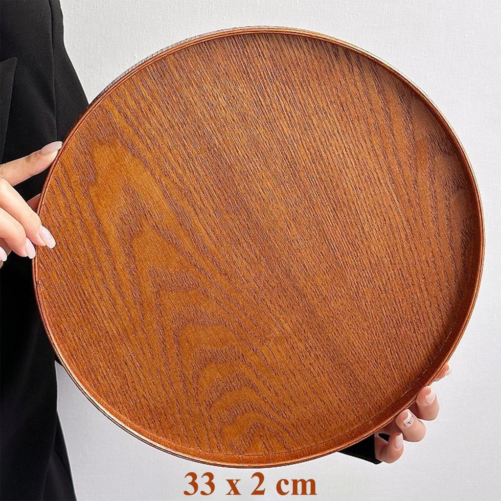 Round Wooden Serving Tray – Multipurpose Plate for Steak, Sushi, Dessert, Salad, Kitchen and Restaurant Tableware