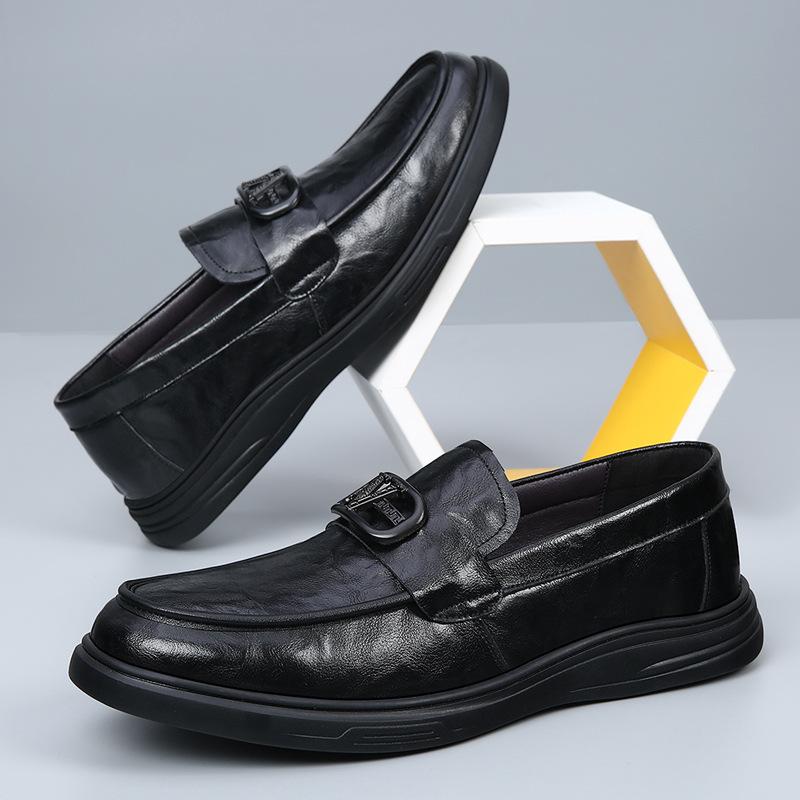 

Men s shoes new casual Doudou shoes leather one-pedal high-end lazy shoes breathable men s shoes 44