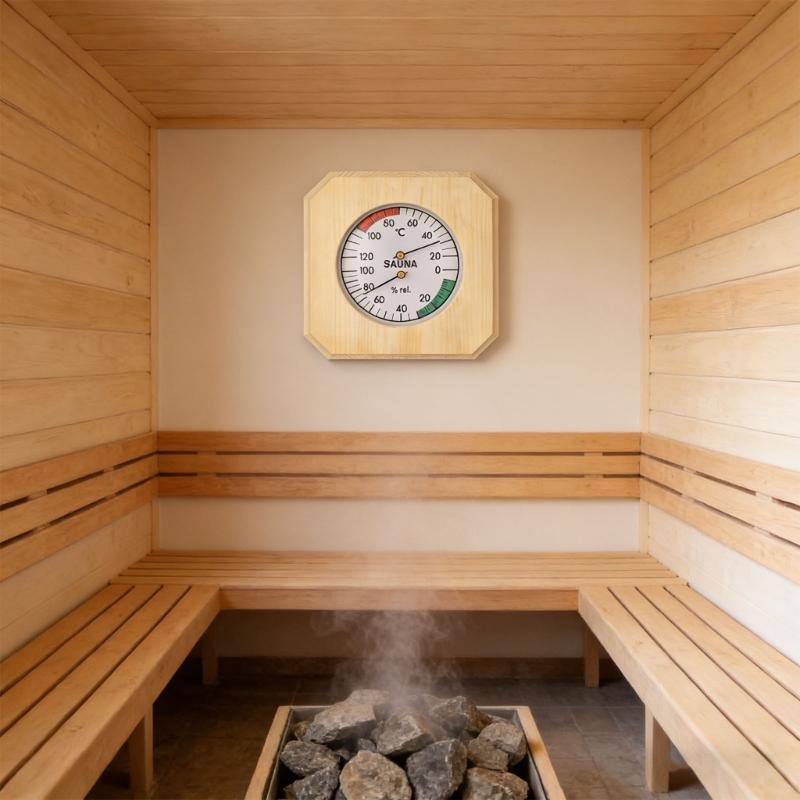 Professional Wooden Hygrometer Thermometers with Clear Readability Wood Humidity Temperature Gauges for Sauna Rooms