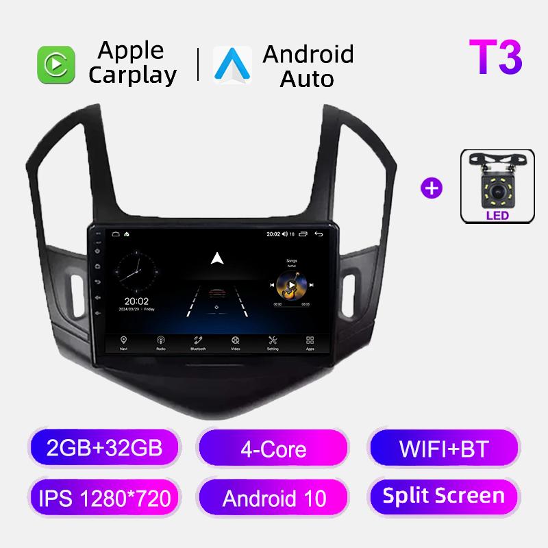 Carplay Android Auto Car Radio For Chevrolet Cruze 2012-2015 Multimedia Video Player GPS Navigation BT 2 Din Stereo Head Unit