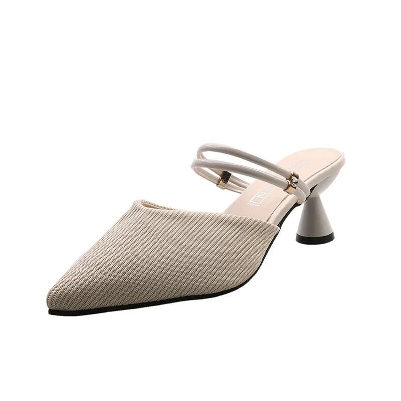 

Ladies Shoes on Sale 2024 Fashion Autumn Women s Slippers Closed Toe Solid Elastic Fabric Profession Commuting Work Shoes Female 42 белый