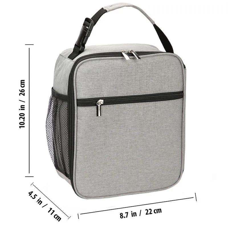 Thermal Lunch Bag for Women Gray Oxford Cloth Aluminum Foil Insulation Shoulder Bag Waterproof Picnic Cooler Container Handbags