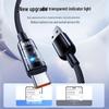 Câble de charge ultra rapide transparent Type-C 240 W pour téléphones portables Huawei, Vivo, OPPO, Xiaomi, Honor