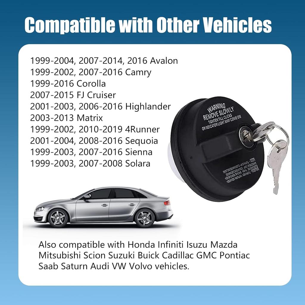 1 PC Car Fuel Tank Cap With Lock And Key, ABS Plastic Anti-Theft Fuel Tank Cap, Locking Cap Adapter Replaceable Accessories, Universal For Most Cars