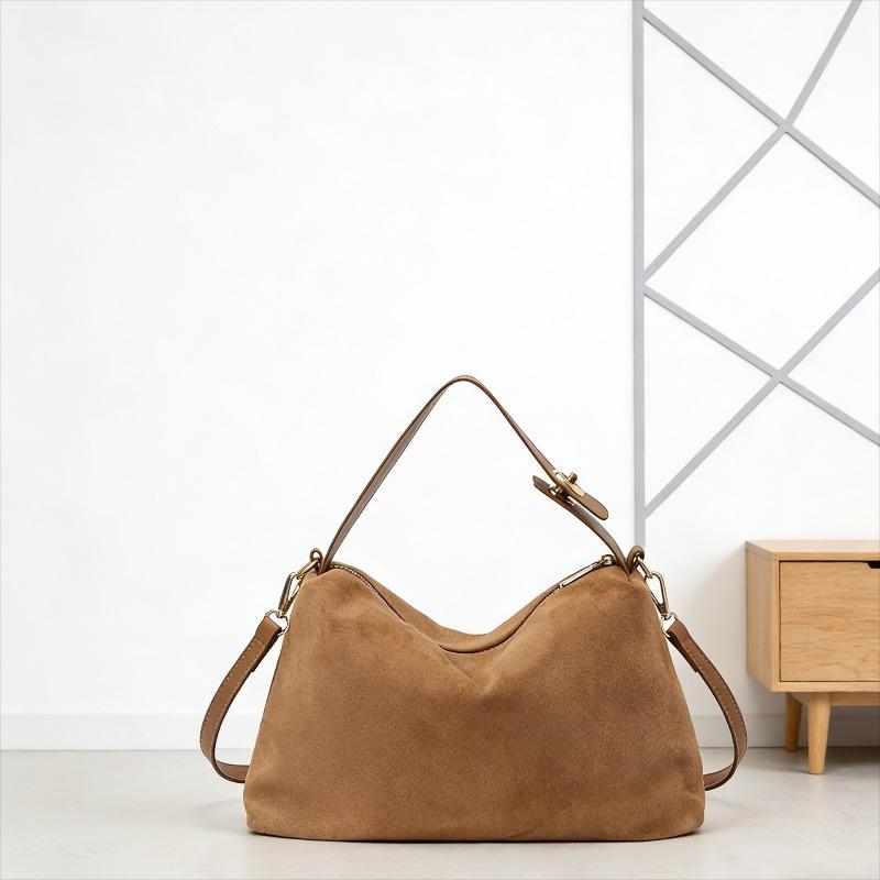 Faux Suede Solid Color Zipper Shoulder Bag 2026 Winter Exquisite Simple Casual Bags Durable for Daily Commuting Women's Handbags