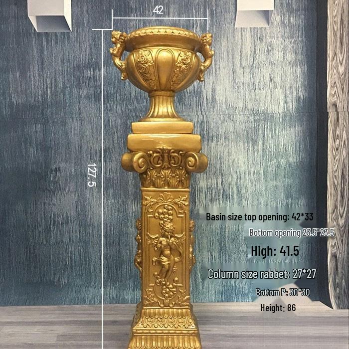 Wedding Gold Roman Column Flower Stand – European Stripe Trophy Fiberglass Décor