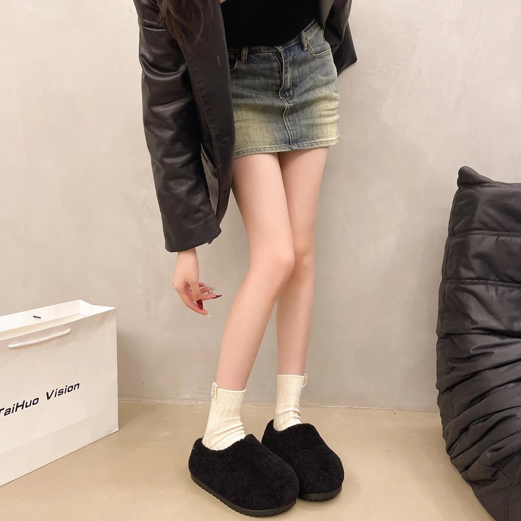Fashion Leopard Platform Fur Slippers Women Home Cotton Shoes Winter Warm Casual Plush Mules 2025 Trend Flip Flop Woman Snow Botas Mujer