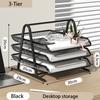 Mesh Letter Tray,Office Desk Paper Organizer with Sliding Trays for Desk Accessories, Office Supplies and File Storage, Black