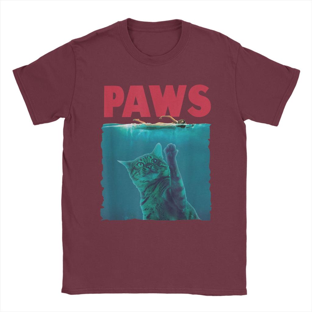 Paws Kitten Parody Funny Cat T Shirt Men 100 Cotton Cool TShirt O Neck  Tees Short Sleeve Clothes Gift Idea