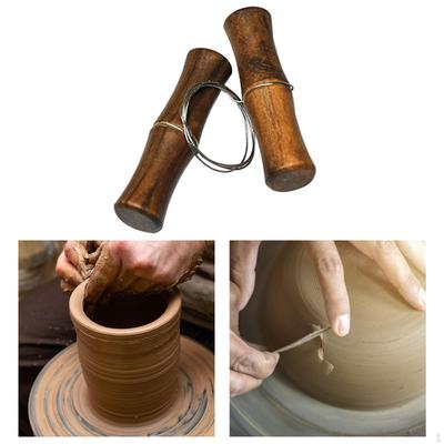 Mud Pottery Wire Tool Steel Clay Cutter with Wood Handle Cutting