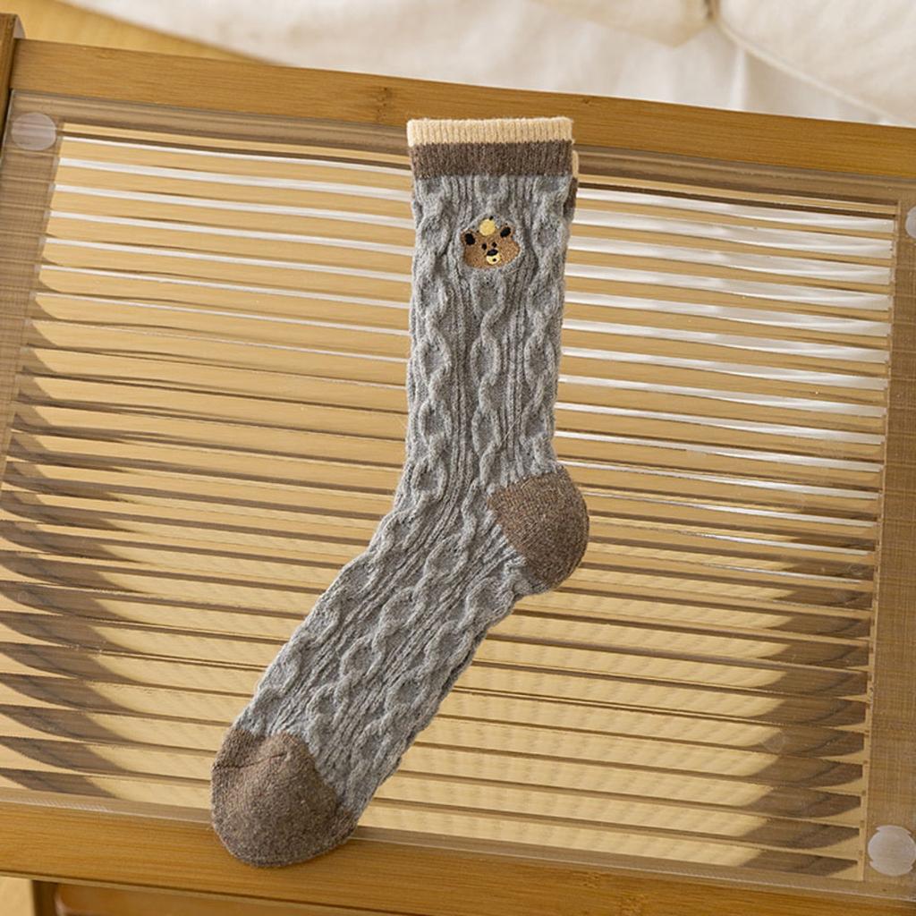 Wool Socks Medium Socks Thickened Warm Wool Socks Cute Cartoon Long Socks Socks