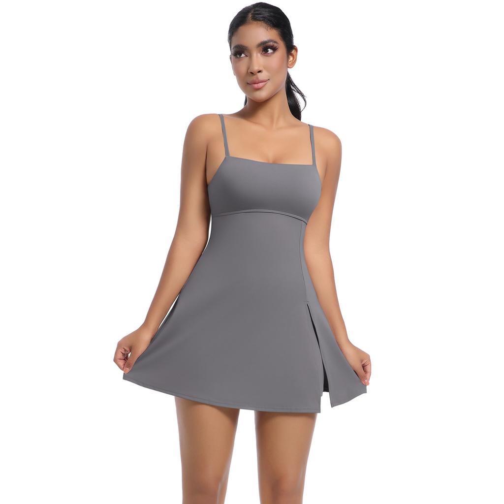 New Cool Camisole Jumpsuit Tennis Skirt Sexy Back Leggings Fitness Solid Color Sports Dress For Women