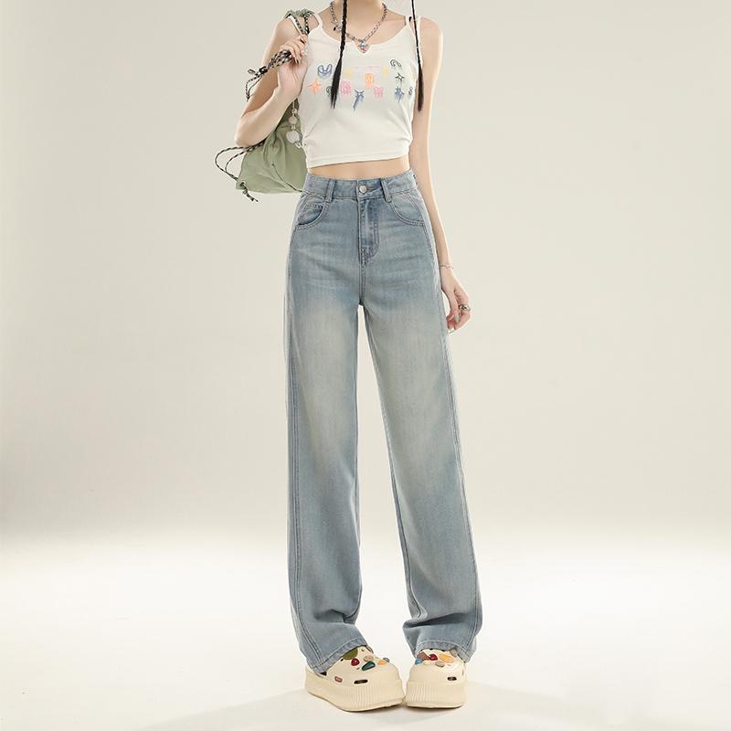 Women's jeans for all seasons, casual and versatile, loose and wide leg pants, comfortable and slimming, straight leg pants for women