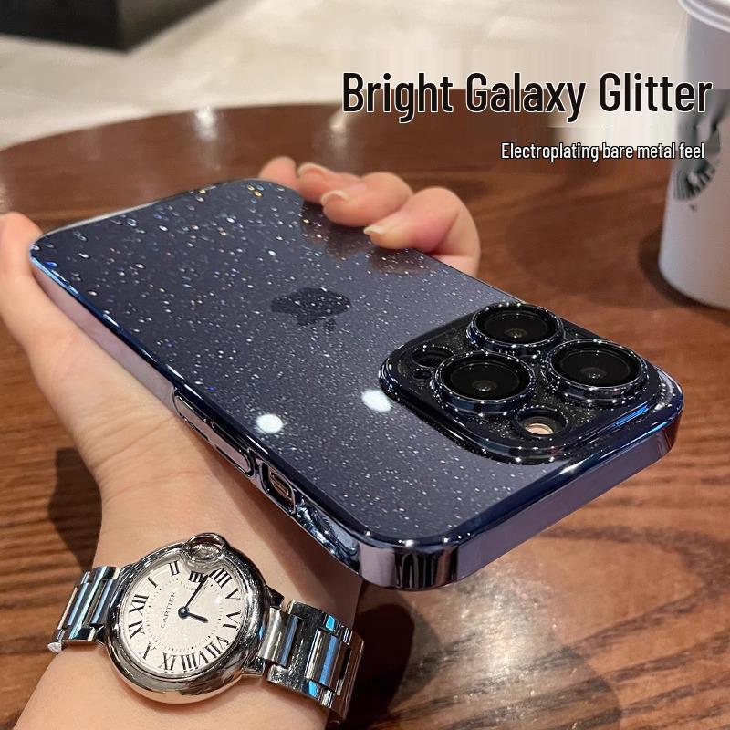 iPhone 17 Pro Max Glitter Electroplated Hard Case with Lens Film Protection