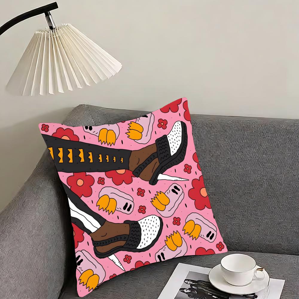 Illustration von allem auf Schuhen Kissenbezug Wendbar Plüsch Kissenbezug – Für Auto, Sofa, Schlafzimmer, perfekt als Geschenk.