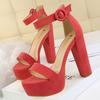 Women Ankle Strap High Thick Heel Sandals Covered Heel Platform Summer Sandals for Office Nightclub Party Pub Banquet Catwalk OL