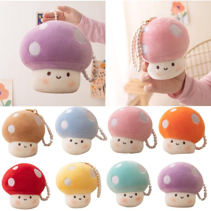 Shiitake Mushroom Plush Toys Cute Simulation Food Stuffed Dolls Keychain Pendant