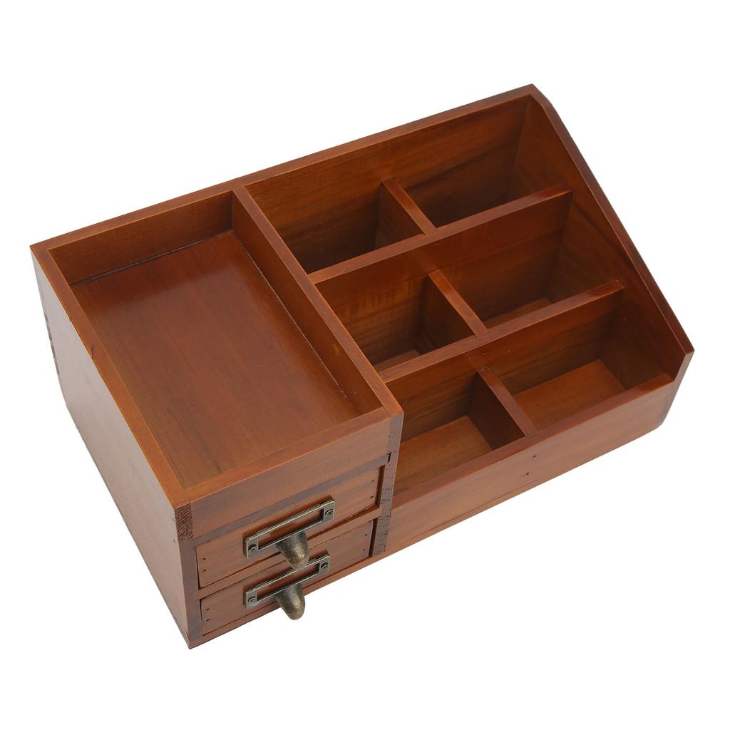 Wooden Makeup Organizer Antique Retro Multi Layer Wooden Storage Cabinet Desk Cosmetic Drawer