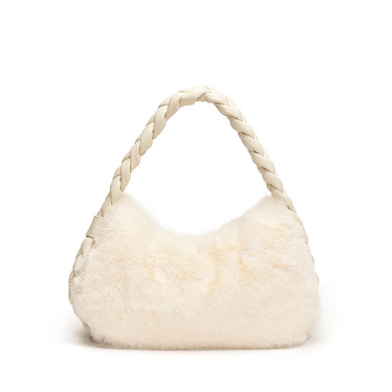 Design de nișă de toamnă și iarnă Geantă răsucită de mână pentru navetă Toamnă și iarnă Pluș de înaltă calitate Geantă de umăr unică sub braț