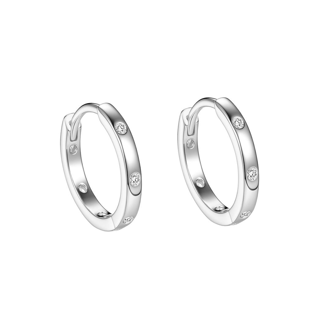 S925 Sterling Silver Mini Huggie Hoop Earrings CZ Inlay Gold Silver Plated Small Stackable Cartilage Earrings for Women