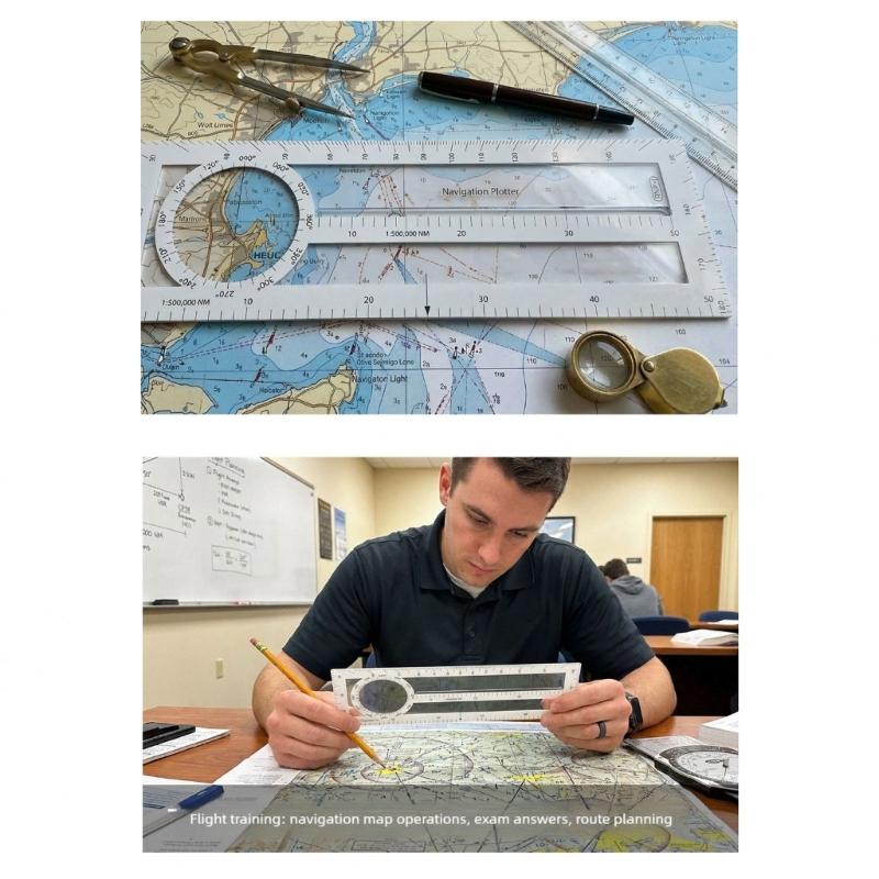 Portable Plotting Scale for Navigation Drawing in Flight and Marine Training with Electronic Backup Ideal for Professional and Students