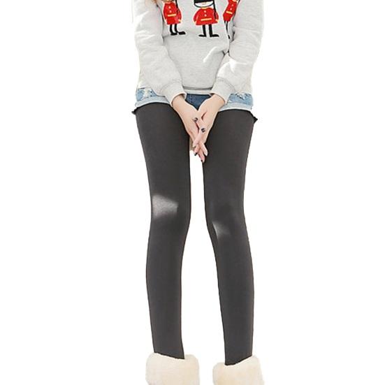 Women Leggings High Elasticity Velvet Lined Warm Pants Solid Color High Waist Leggings Tight