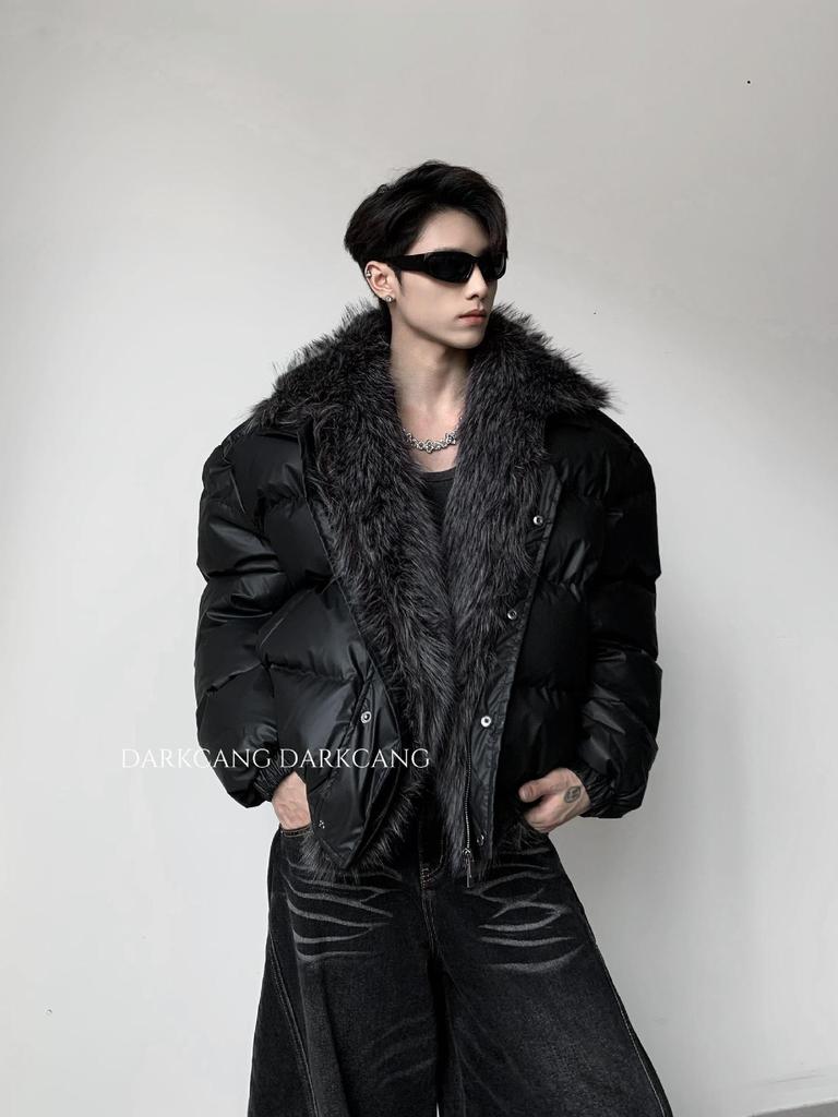 Men's Winter Fur Collar Rococo Leather Cotton Jacket
