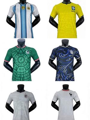National Team Player Edition World Cup Jersey: Argentina, Scotland, Brazil, Spain Short Sleeve Football Kit