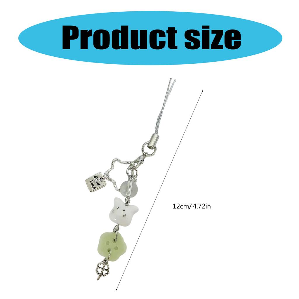 Lucky Rabbit Clovers Star Charm Keychain Colorful Beaded Keyring Handmade Phone Strap Accessory for Women and Teens