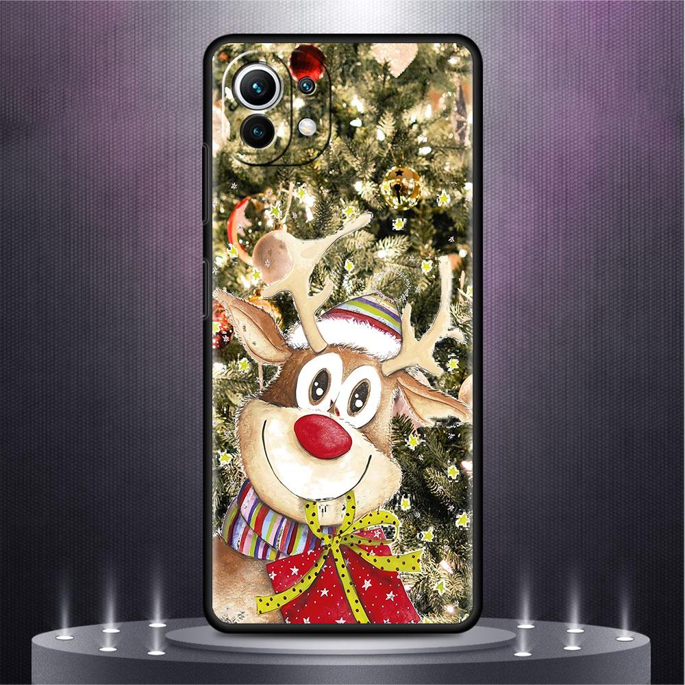 Christmas Red Nose Cute Elk Case For Xiaomi Mi Poco X3 NFC M4 M3 Pro F3 GT F1 11 Lite Note 10 11T 10T 9T Back Soft Phone Cover