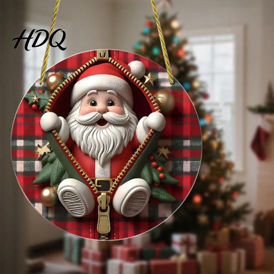 Unique Holiday Souvenir Gifts Double-sided Acrylic Christmas Hanging Ornaments Xmas Cartoon Snowman/Penguin/Gingerbread Man/Santa Claus Indoor