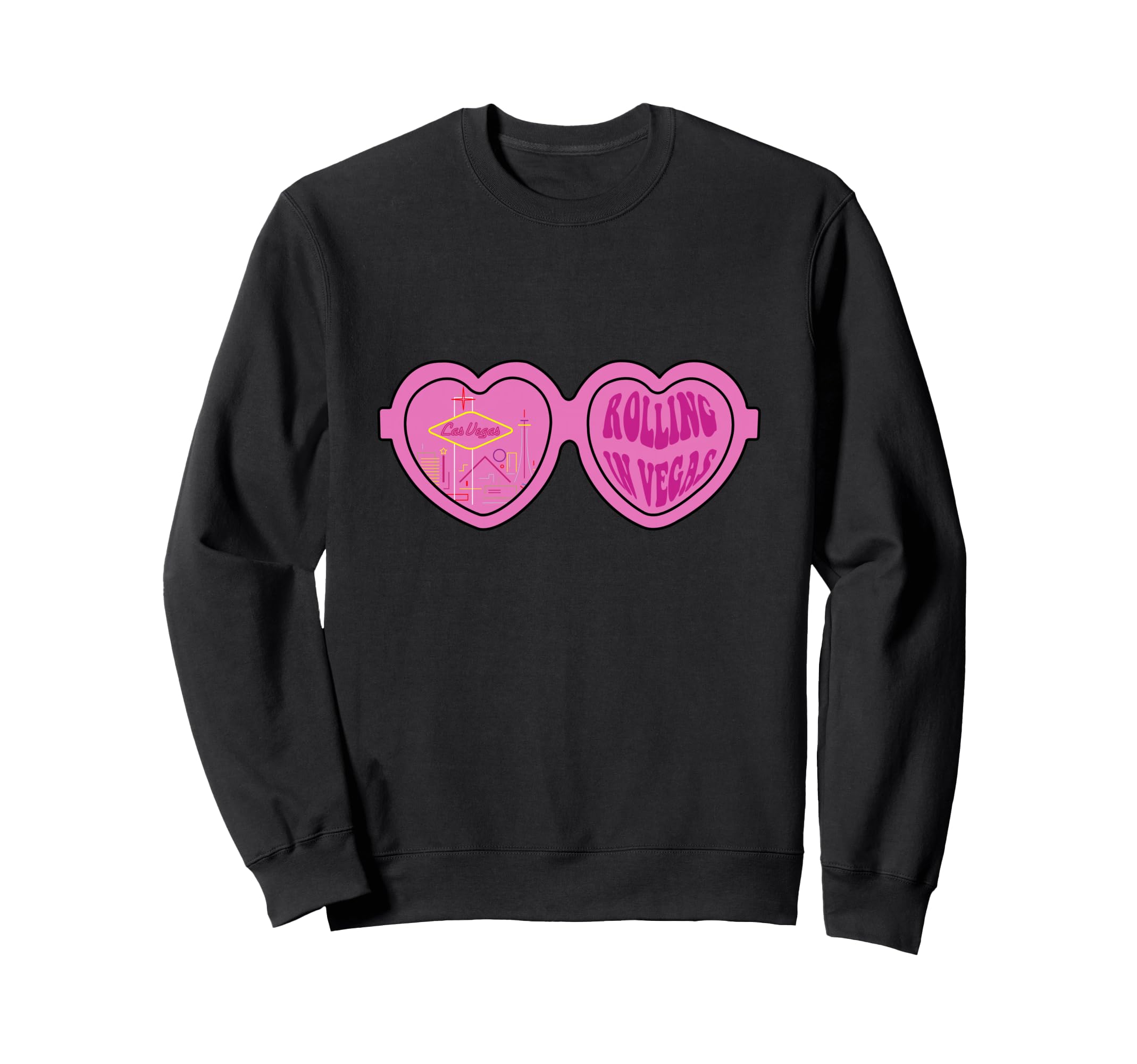 

Funny Heart-Shaped Sunglasses Graphic Las Vegas Travel Souvenir Sweatshirt