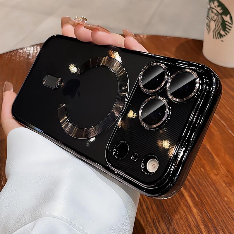 

Transparent Plating Magnetic Case For iPhone 17 Pro Max 13 12 11 16 Pro 14 15 Plus Air For Magsafe Wireless Charging Phone Cover For iPhone 13