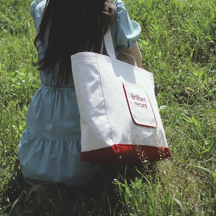 Big shoulder pocket canvasbag_Dark red