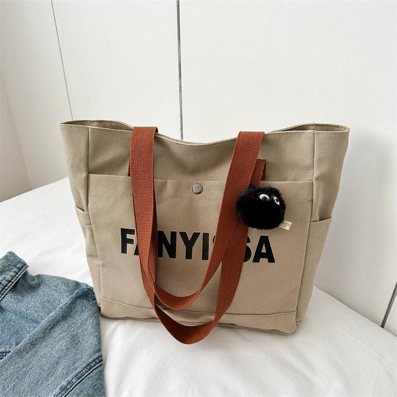 

Trendy Canvas Tote Bag For Women With Stylish Design And Spacious Capacity For Daily Use Without Pendant хакі