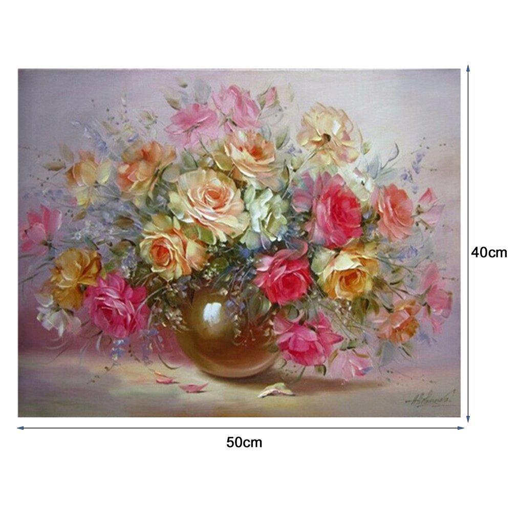 Peinture à l'huile sans cadre, image de fleurs sur peinture murale par numéros