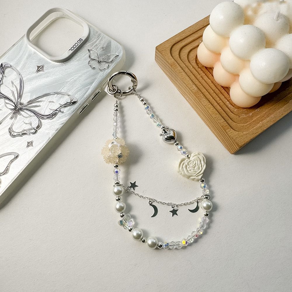 

Beading Anti Loss Lanyard Diamond Ball Keychains Durable Mobile Chain